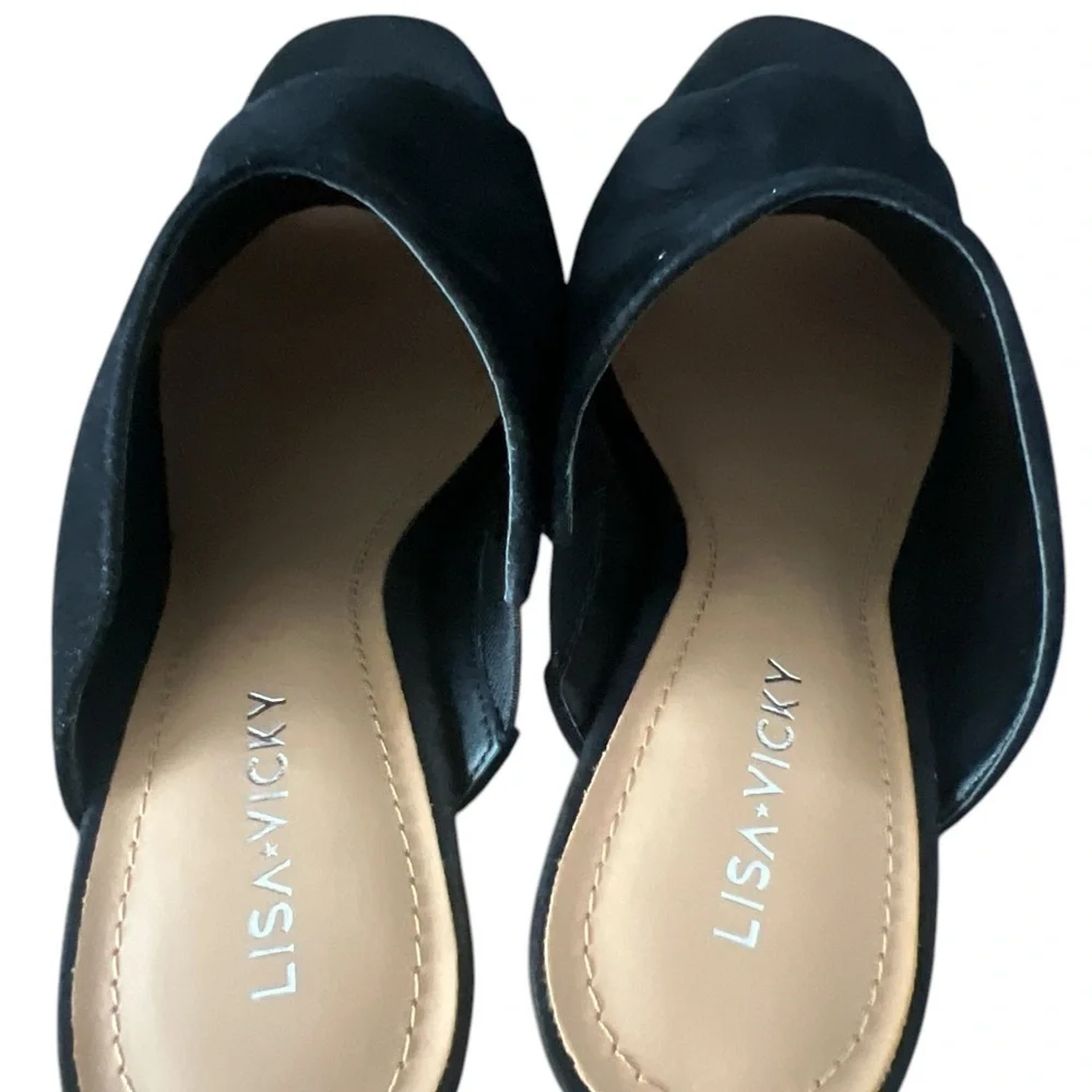 Black and Tan Platform Cork Heel Shoes